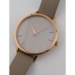 Vincero Watch Eros 38mm Rose Gold Case Gray Leather Band- New Battery